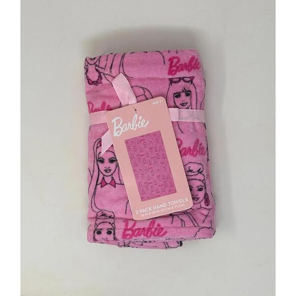 Set of 2 Pink Barbie Women Hand Towels - 100% Cotton - Soft & Stylish New - Picture 1 of 3